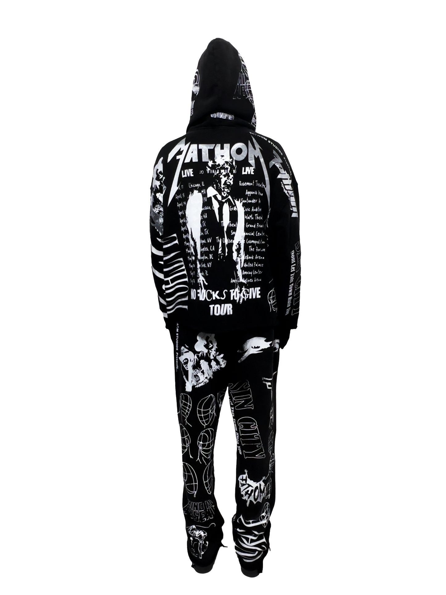 All Over Print Hoodie Cut Black