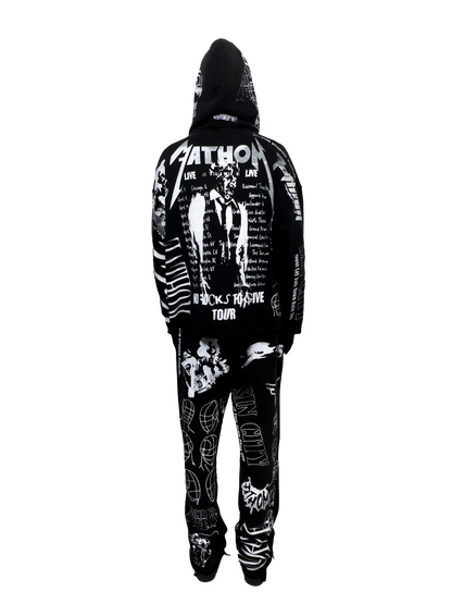 All Over Print Hoodie Cut Black