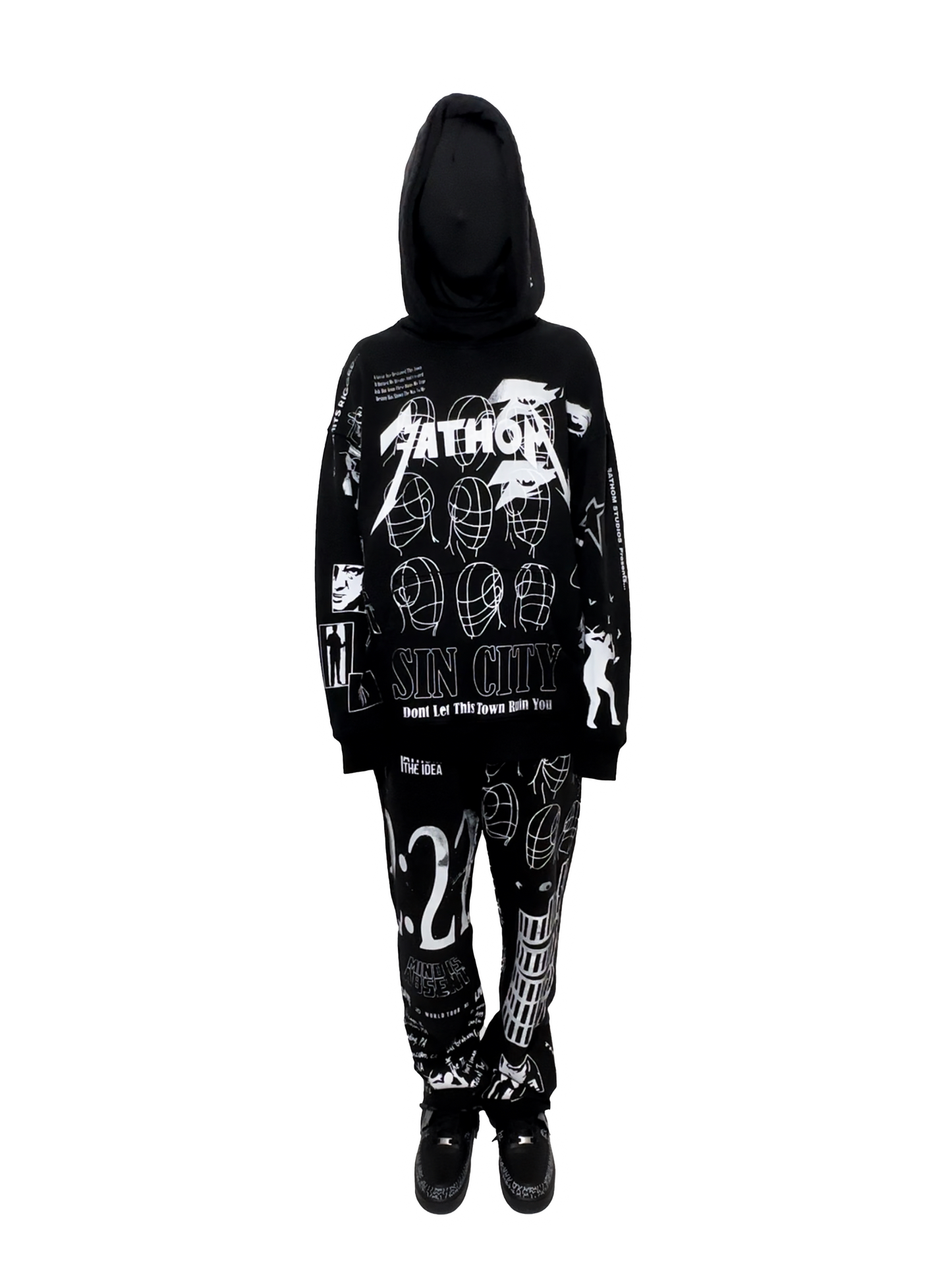 All Over Print Hoodie Black