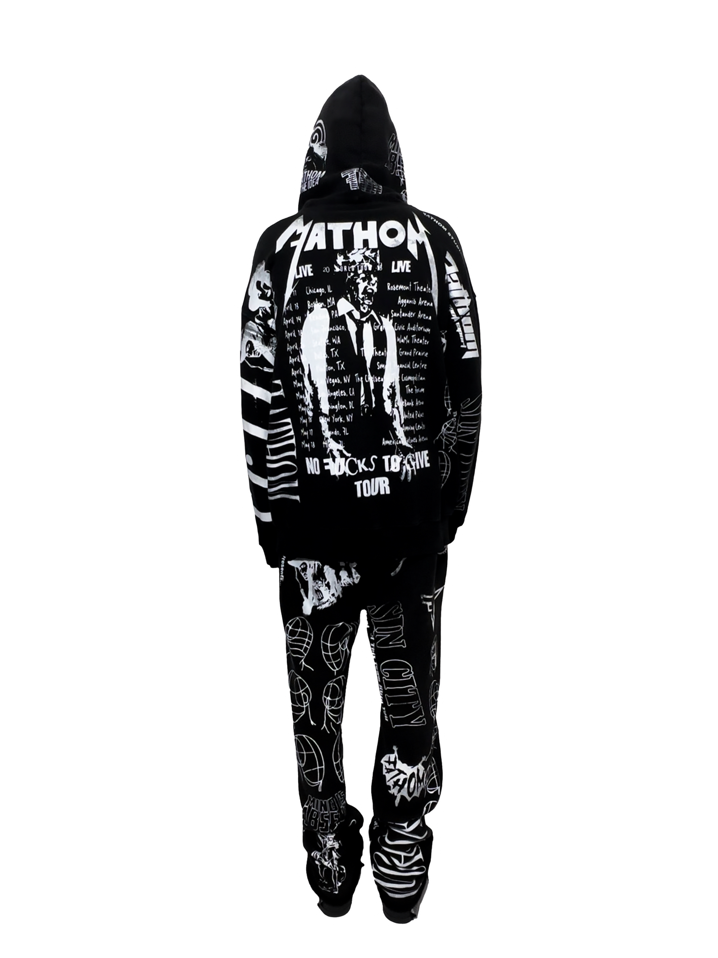 All Over Print Hoodie Black