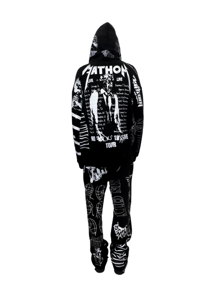 All Over Print Hoodie Black