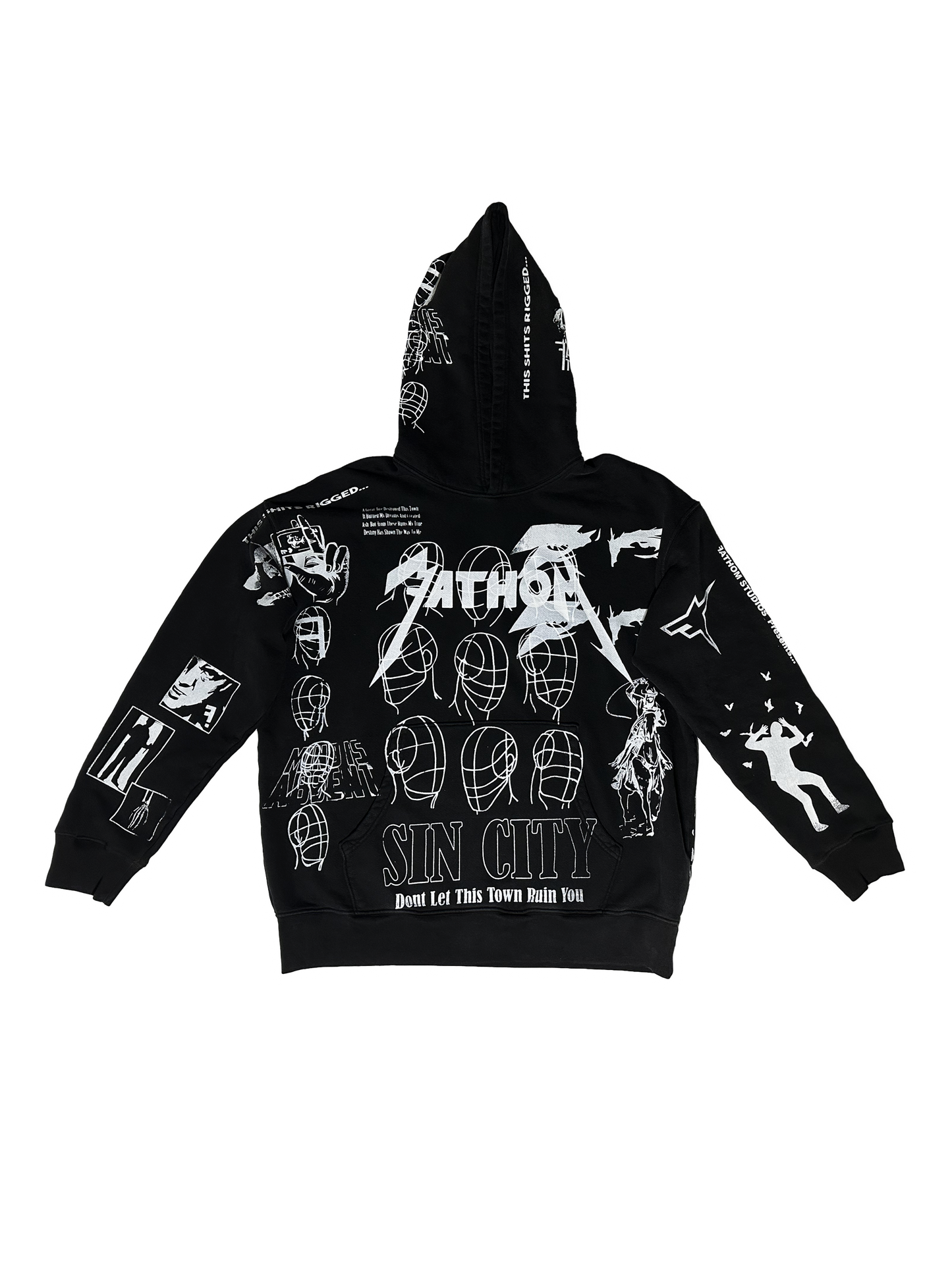 All Over Print Hoodie Black