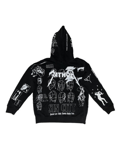 All Over Print Hoodie Black