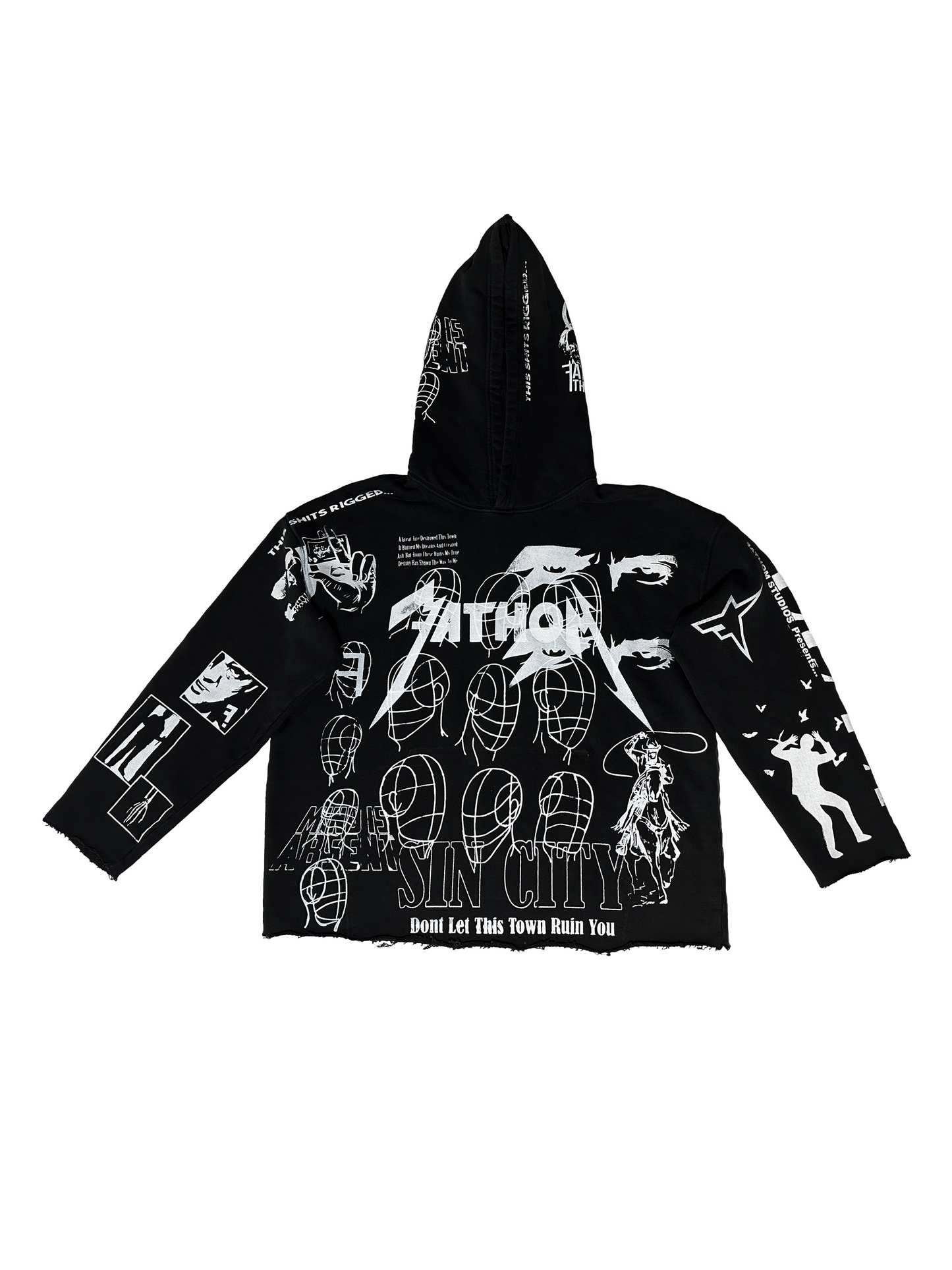 All Over Print Hoodie Cut Black