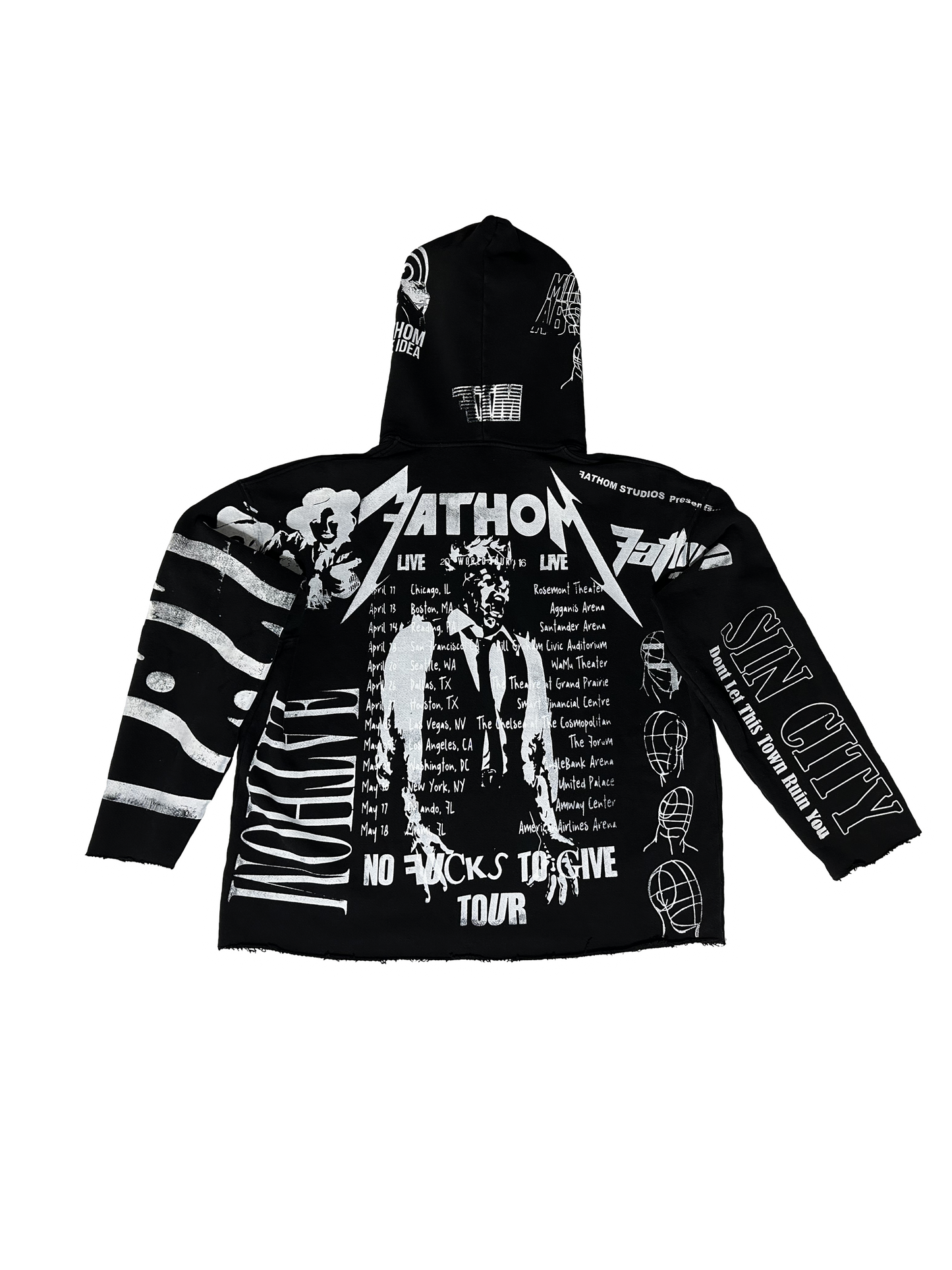 All Over Print Hoodie Cut Black