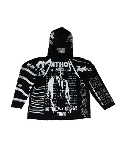 All Over Print Hoodie Cut Black