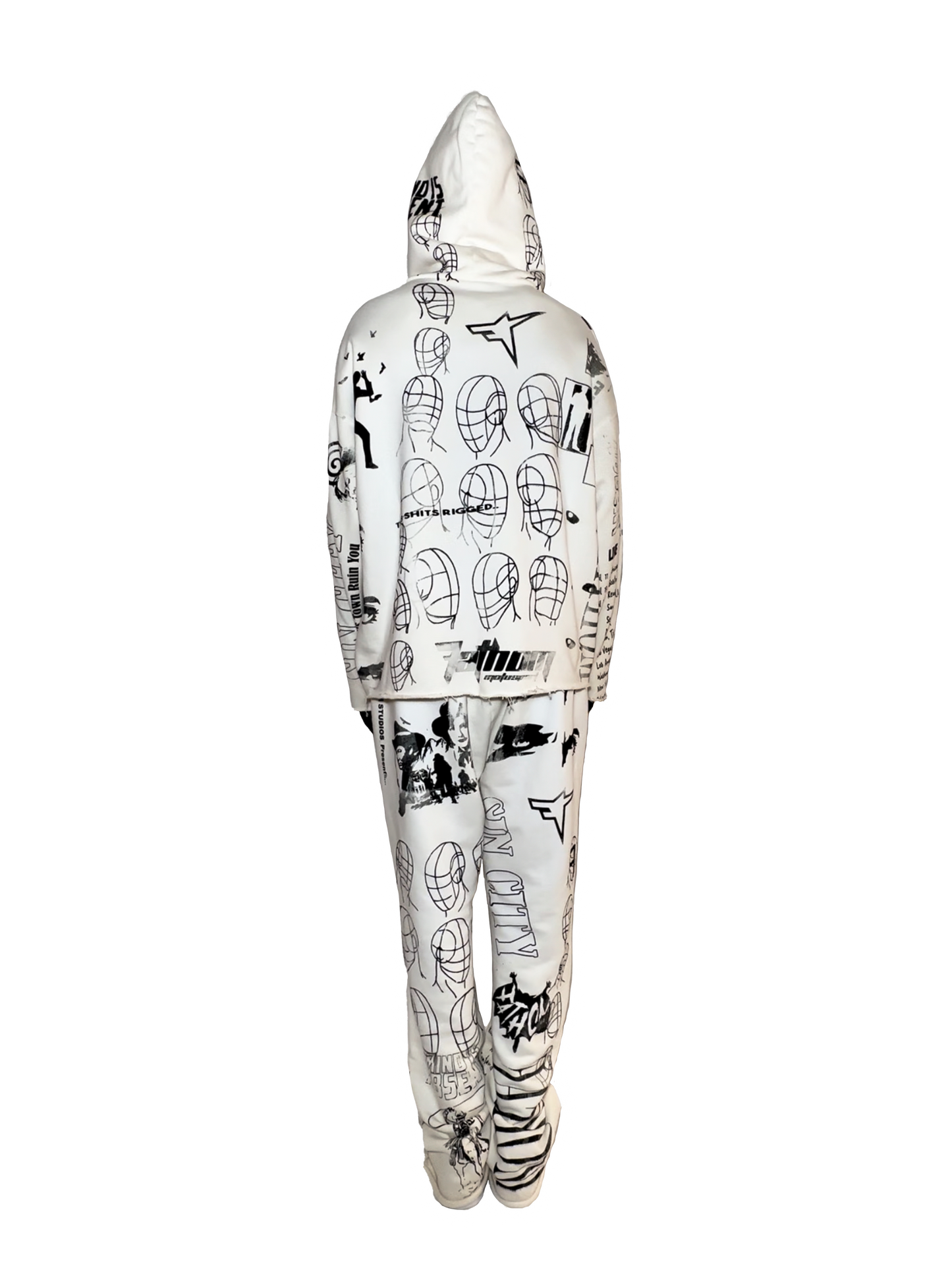 All Over Print Hoodie Cut Ivory