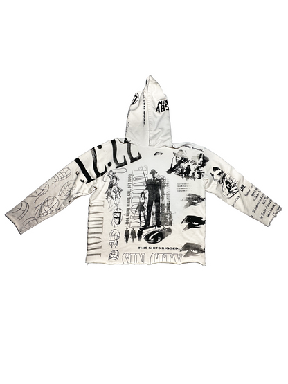 All Over Print Hoodie Cut Ivory