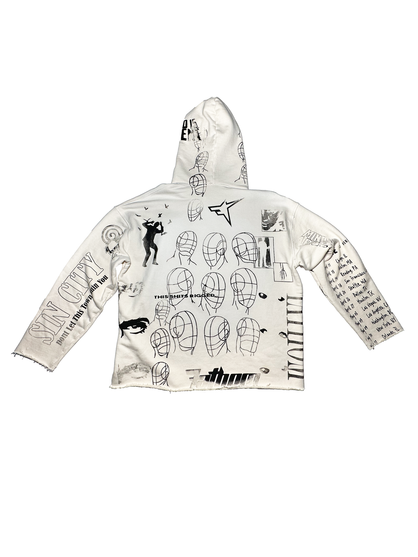 All Over Print Hoodie Cut Ivory