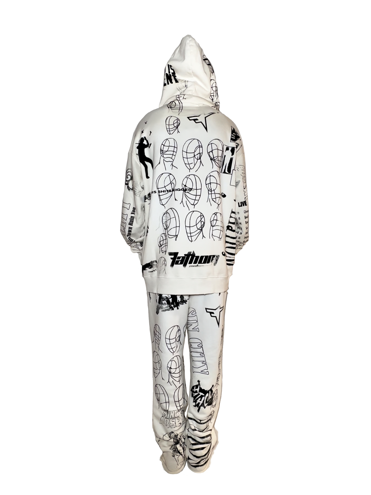 All Over Print Hoodie Ivory