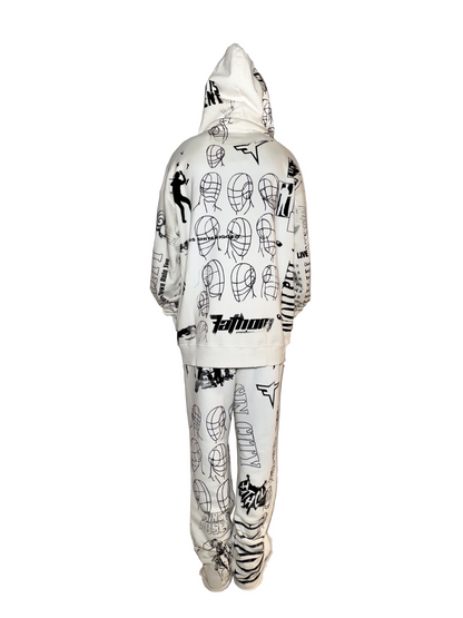 All Over Print Hoodie Ivory